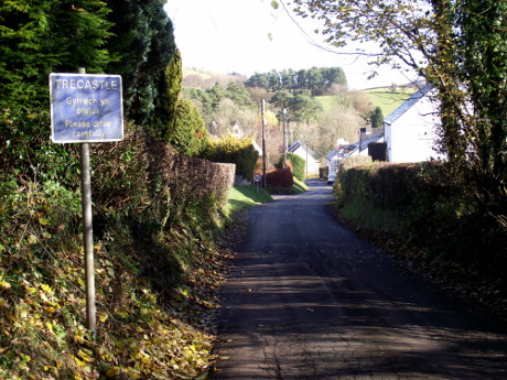 Entering Trecastle from the hill